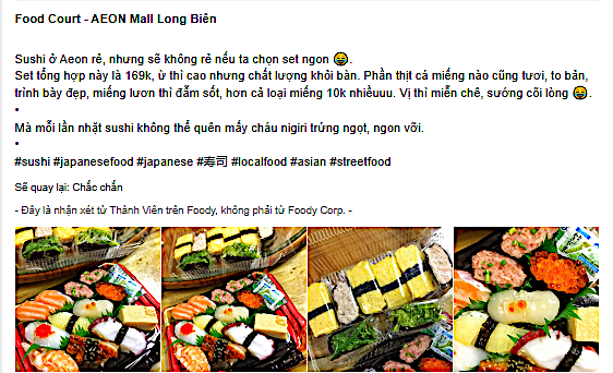 Sushi là món ăn “làm nên thương hiệu” của khu vực ẩm thực AEON Delica